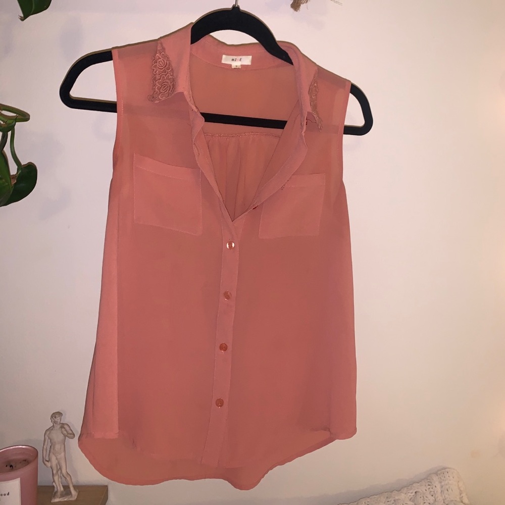 Salmon Sleeveless Blouse